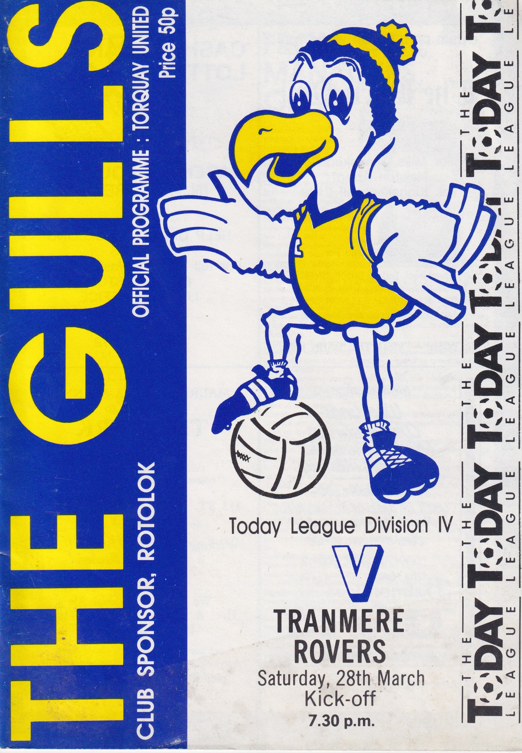Torquay United v Tranmere Rovers match programme